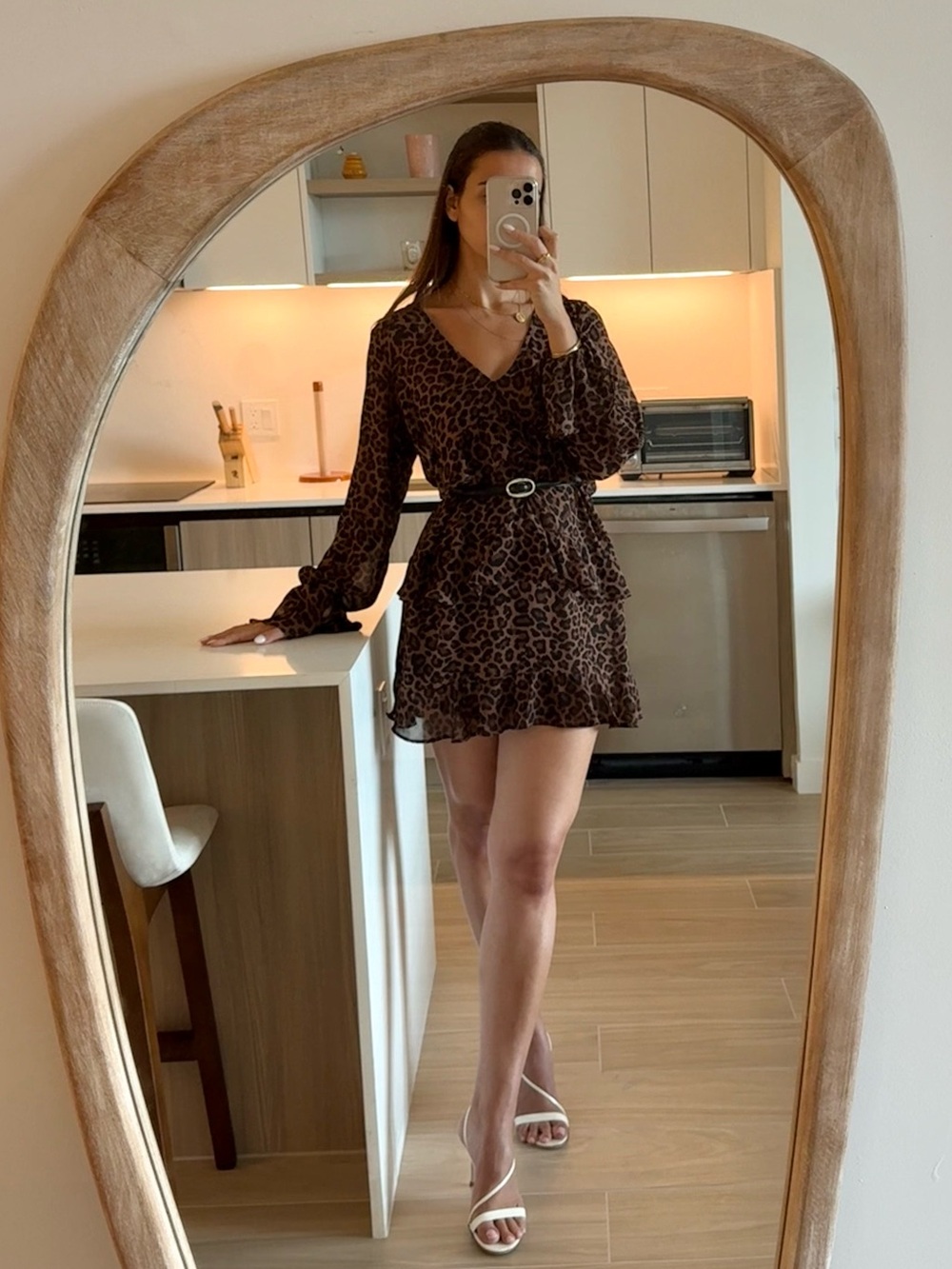 Show Me Your Mumu Fleetwood Mini Dress in Leopard Latte